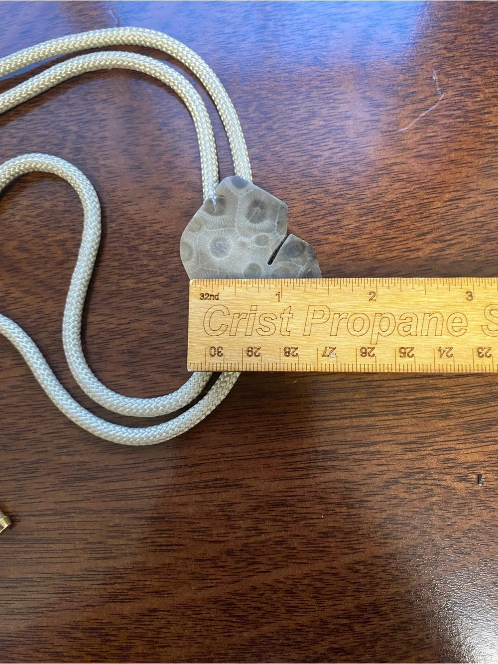Rare vintage state of Michigan shaped petoskey stone slide bolo string tie
